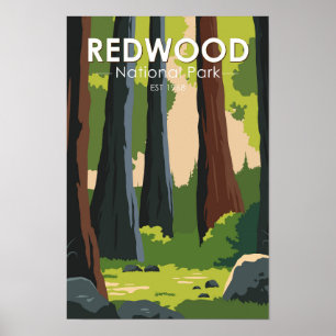 Poster Redwood National Park Minimale Vintage