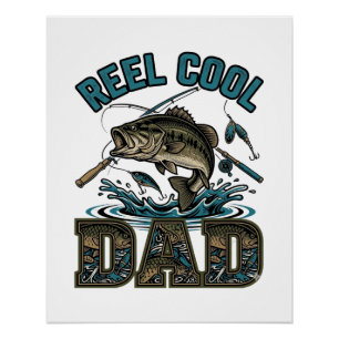 Póster Reel Cool Dad Pesca de Robalo Design Vetorial Vint