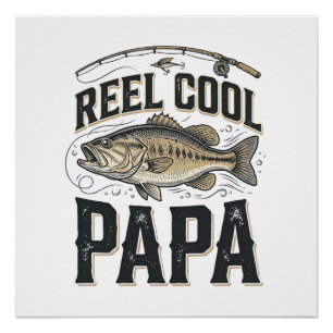 Póster Reel Cool Papa Design de Vetor de Pesca Vintage_1