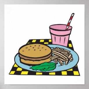 Poster refeição de comida rápida retro-diner
