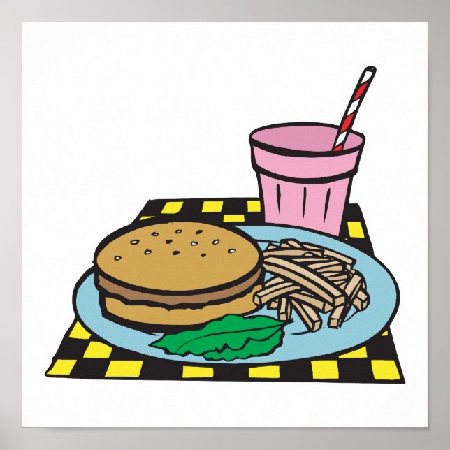 Poster refeição de comida rápida retro-diner (Frente)