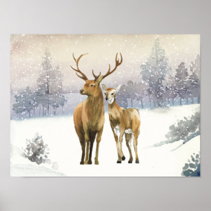 Poster Refeições de aquarelas clássicas simples de Natal