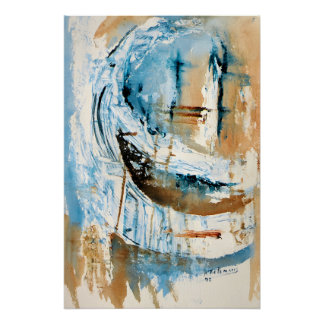 Póster Reflecties in Blauw en Oker