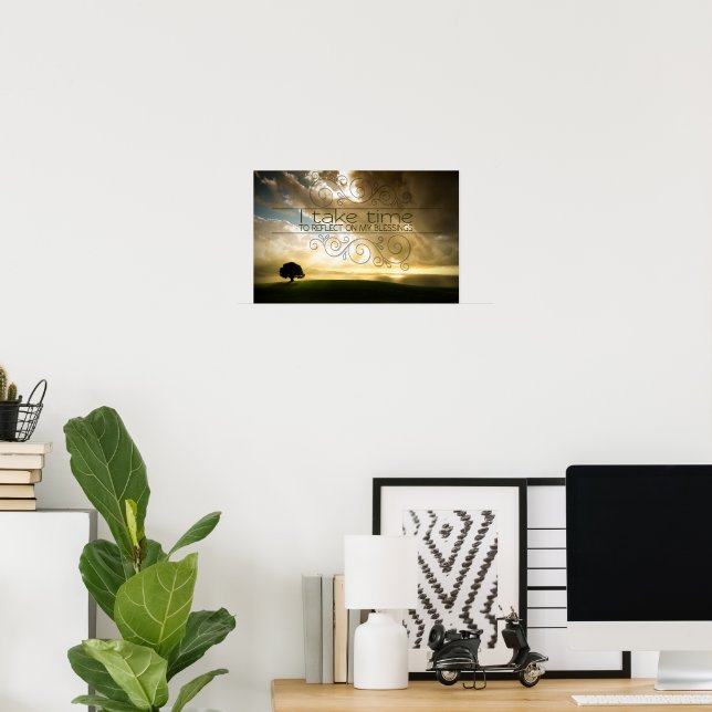 Poster "Refletir sobre as bênçãos" Confirmação de Motivaç (Escritório em casa)
