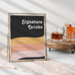 Poster Refletor moderno Bebidas de Assinatura Arco-Íris E<br><div class="desc">Este moderno retrato do arco-íris de 1970 bebe poster é perfeito para o seu simples casamento cor-de-rosa, laranja-rosa e cor-de-rosa. Projetado com elementos de um arco clássico e colorido e listras minimalistas de entalhe. O design tem um toque de praia abstrato tropical único, excelente para qualquer primavera, verão ou casamento...</div>