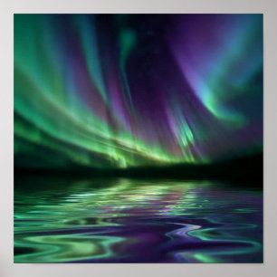 Poster Reflexão Aurora Mesmerizante - Detalhe da Água do