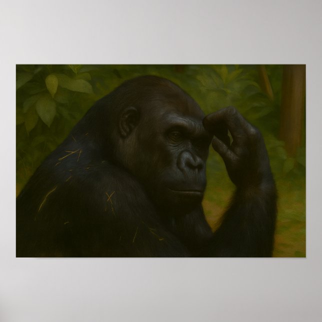 Poster Reflexão com Gorila - Retrato Pensado sobre a Vida (Frente)