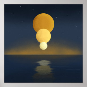 Poster Reflexão da Lua Tripla Serene