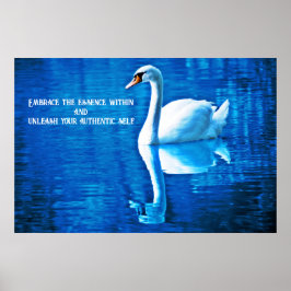 Poster Reflexão do Cisne de Cotação Inspiracional Azul e 