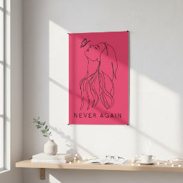 Poster Reflexão Eterna: Borboleta e Arte de Linha Mulher