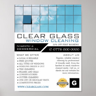 Poster Reflexão, Limpeza De Janelas, Limpeza De Anúncios