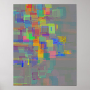 Póster "Reflexão no Jardim Pond" Arte Abstrato geométrica