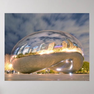 Póster Reflexão sobre o Bean Noturno de Chicago