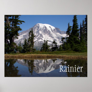 Póster Reflexão sobre o Monte Rainier no lago