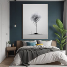 Reflexão Solitária Arte Negra e Branca Minimalista