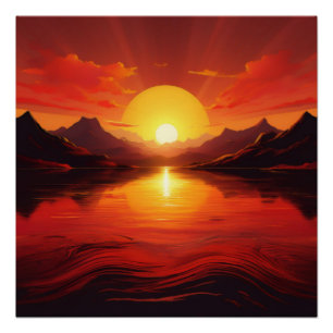 Póster Reflexão Sunset - Arte Natural Tranquila