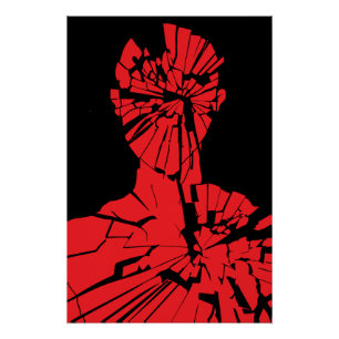Póster Reflexão Vermelha Despedaçada