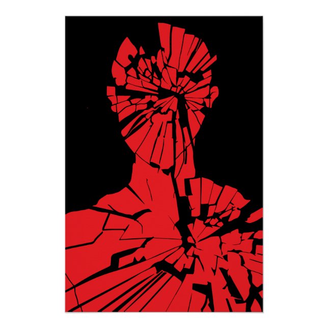 Póster Reflexão Vermelha Quebrada (Frente)