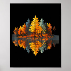 Poster Reflexo da natureza floresta de outono gráfico ao 