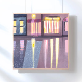 Poster Reflexões Chuvosas | Aquarela Contemporânea Lofi