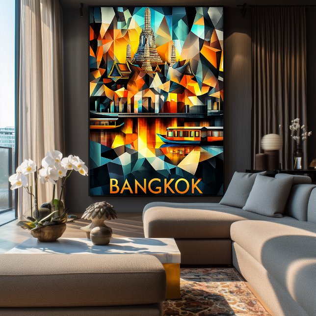 Poster Reflexões Cubistas de Bangkok - Cidade Geométrica  (Criador carregado)