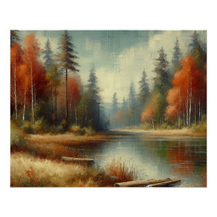 Póster Reflexões da Floresta de Queda de ouro