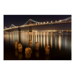 Póster Reflexões da noite da ponte da baía de Oakland