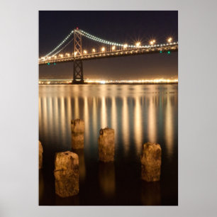 Poster Reflexões da noite da ponte da baía de Oakland