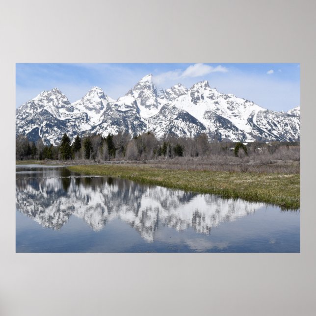 Póster Reflexões das montanhas (Grand Tetons) (Frente)