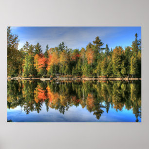 Póster Reflexões do Lago Folhagem do outono do Maine