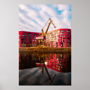 Poster Reflexões sobre edifícios vermelhos - Duisburg Har