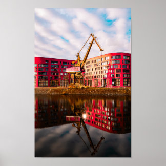 Poster Reflexões sobre edifícios vermelhos - Duisburg Har