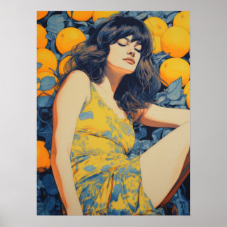 Poster Reflexões Tranquilas: A Mulher e as Laranjas