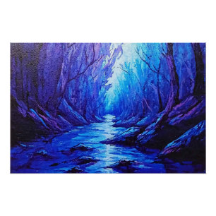 Póster Reflexos Azuis na Floresta Mística
