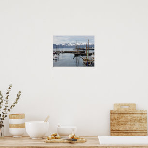 Poster Reflexos de Navios Altos no Porto do Norte da Islâ