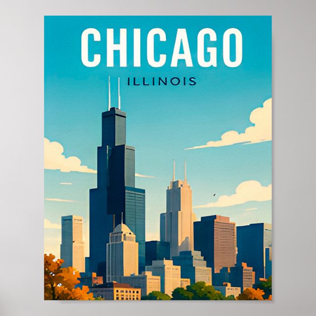 Poster Reflexos do horizonte de Chicago (Frente)