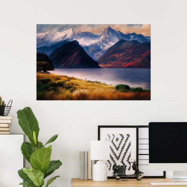Poster Reflexos do Pôr do Sol (Escritório em casa)