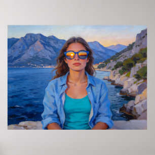 Poster Reflexos do Pôr do Sol Mediterrâneo – Moderno Cost