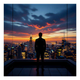 Póster Reflexos do Pôr do Sol Urbano
