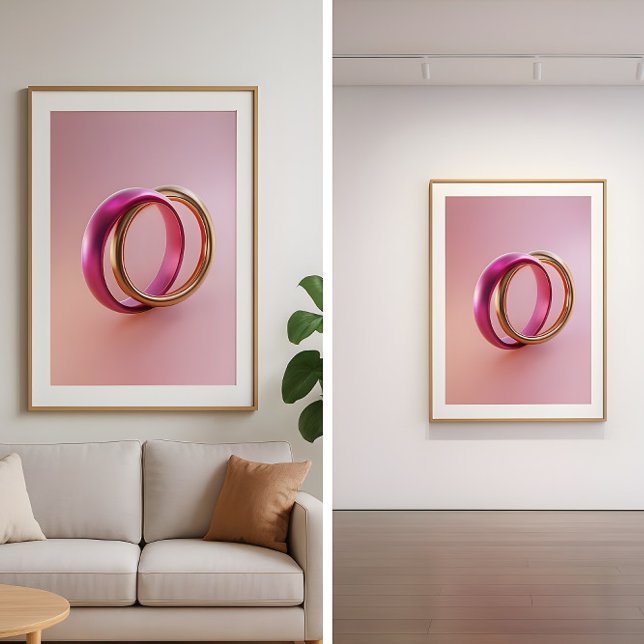 Poster Reflexos Entrelaçados - Anéis de Amor Abstratos Mo (Criador carregado)