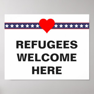 Poster Refugiados Bem-Vindo Aqui: Protesto Personalizado