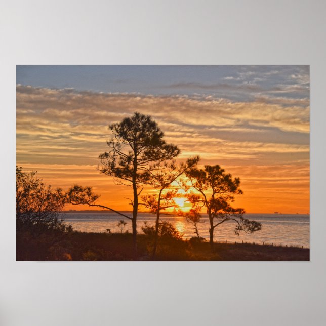 Poster Refúgio da Ilha Dauphin ao Nascer do Sol, Alabama (Frente)