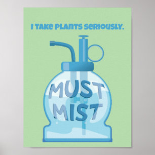 Poster Regador de plantas nebulizando vasos de plantas