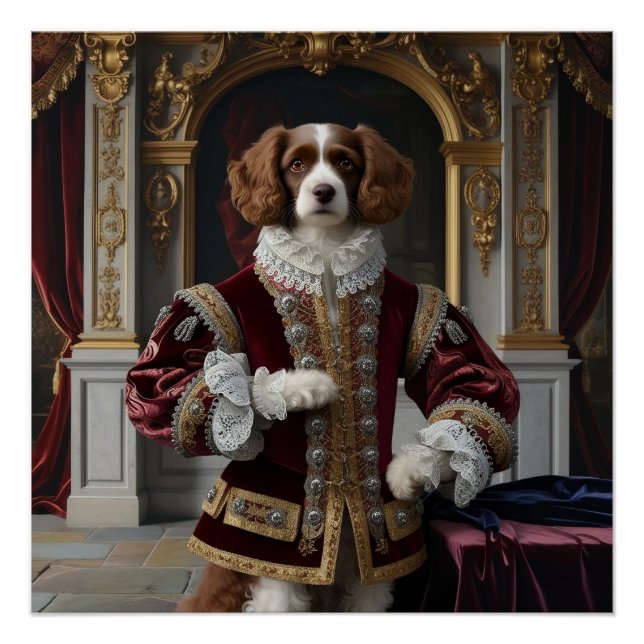 Póster Regal Canine Renaissance Dog Retrait Digital Art (Frente)