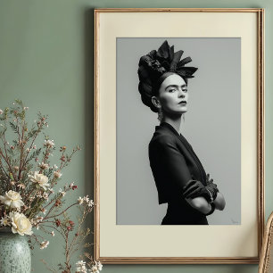 Poster Regal Kahlo Monocromo Retrato