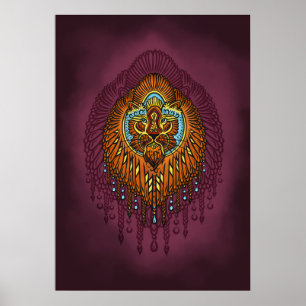 Póster Regal Spirit Lion   Ornamentado Tribal Mandala Roa