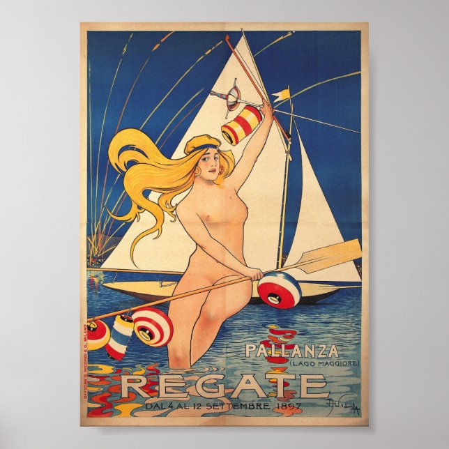 Poster Regate, Sailing, Itália, Art Nouveau (Frente)