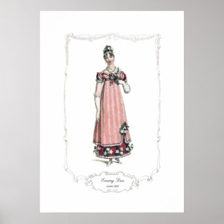 Póster Regency Fashion Plate 1815, Vestido à Noite, Londr