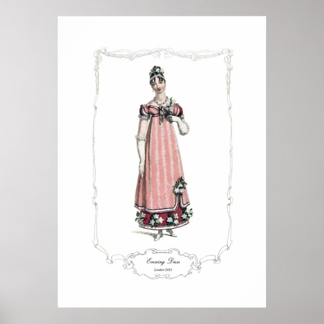 Póster Regency Fashion Plate 1815, Vestido à Noite, Londr (Frente)