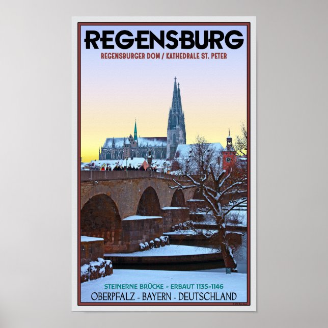 Póster Regensburg - Dom und Steinerne Brücke (Frente)